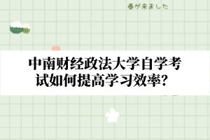 中南财经政法大学自学考试如何提高学习效率?