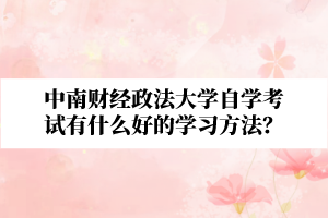 中南财经政法大学自学考试有什么好的学习方法?